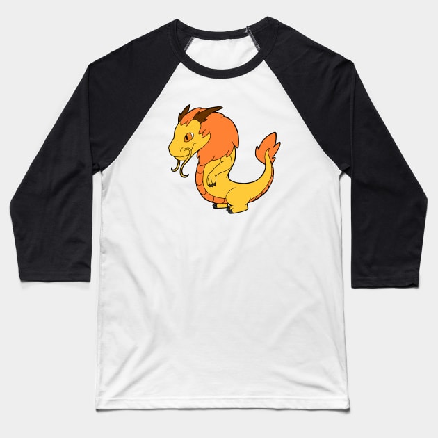 Yellow Chinese Dragon Baseball T-Shirt by Adastumae